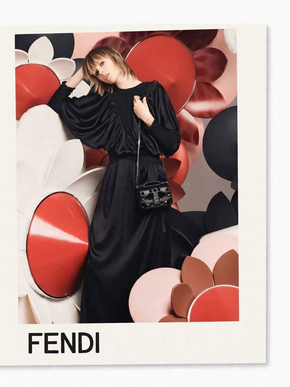 Fendi Black Satin Gathered-Waist Maxi Dress